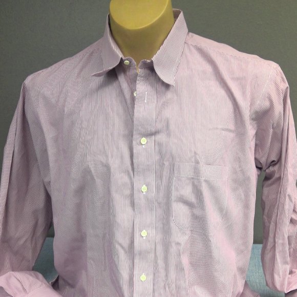 Burberry's of London Button Down Shirt Maroon Striped Men's XL - Picture 1 of 8